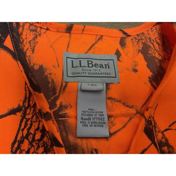 Vintage LL Bean Real Tree Men Vest Large R Orange Camo Hunt Pockets - Picture 2 of 13